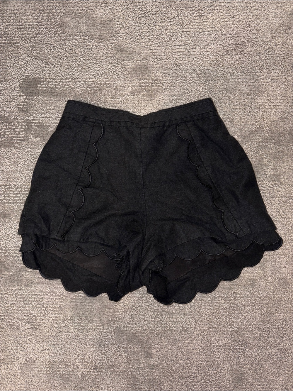 C/MEO Collective Black High-Waist Scallop Hem Shorts